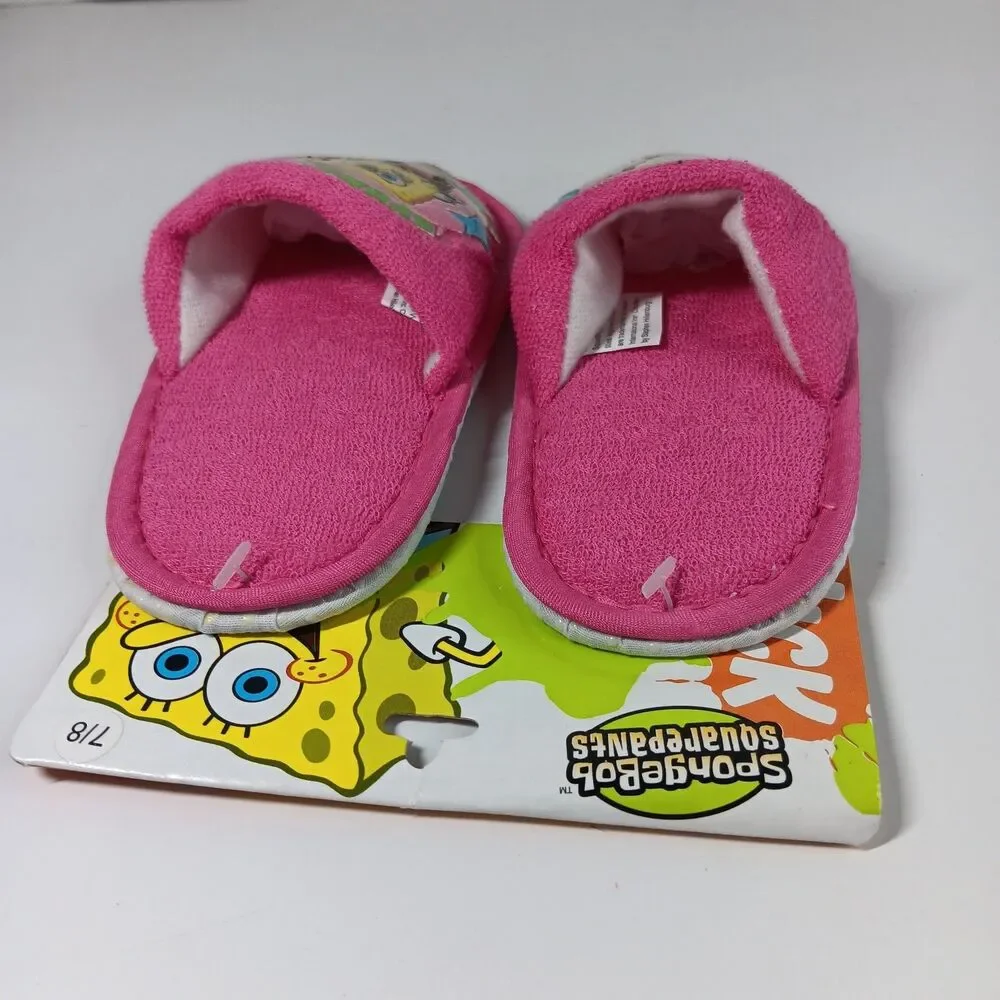 Nickelodeon Nick Jr Toddler Girls Spongebob Slippers 7/8 Pink NWT 2005
